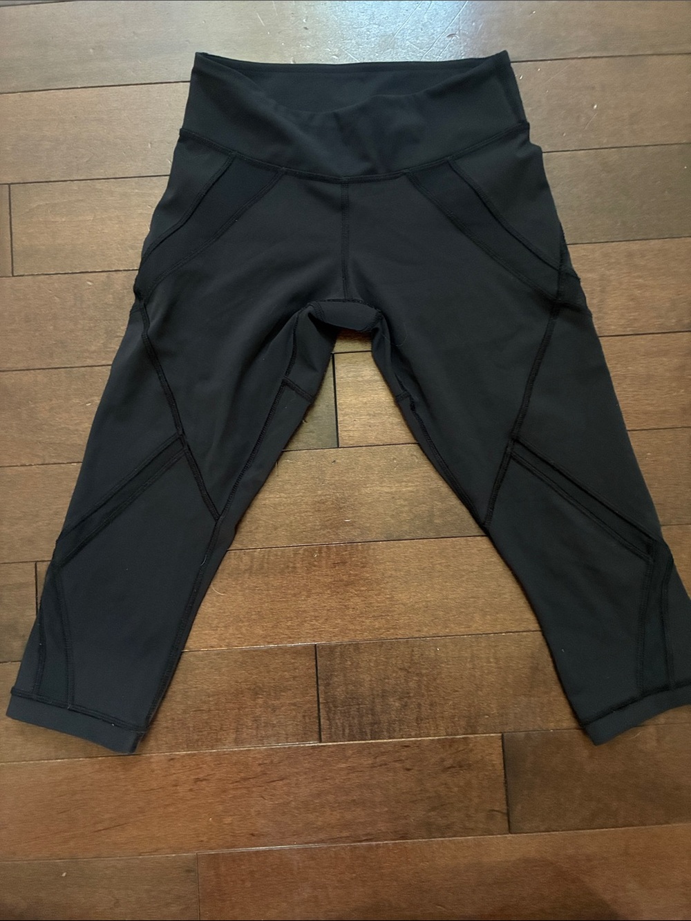 lululemon athletica Black Capris with Paneled Stitching